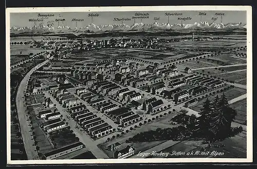 AK Heuberg bei Stetten a. k. M., das Barackenlager, Blick gegen Säntis, Weisshorn und Scheerhorn