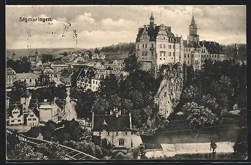 AK Sigmaringen, Ortsansicht mit Wehr