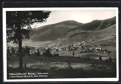 AK Bernau im bad. Schwarzwald, Panoramaansicht der Ortschaft, Geburtsort v. Hans Thoma