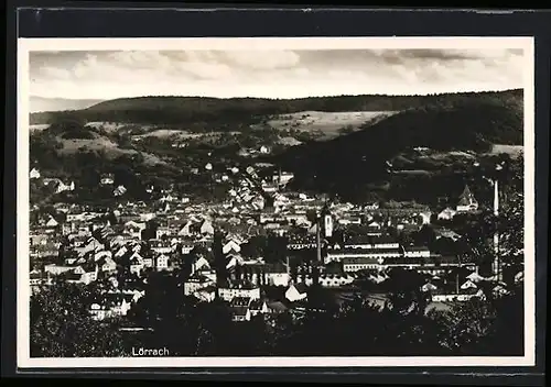 AK Lörrach, Totalansicht aus der Vogelschau