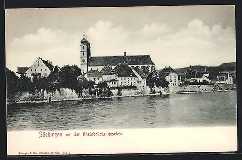 AK Säckingen, Ortsansicht von der Rheinbrücke aus
