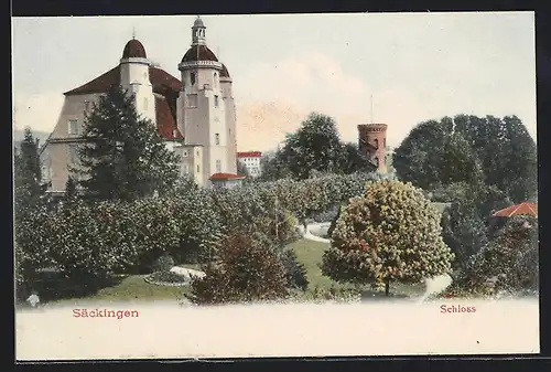 AK Säckingen, Schloss mit Park und Turm