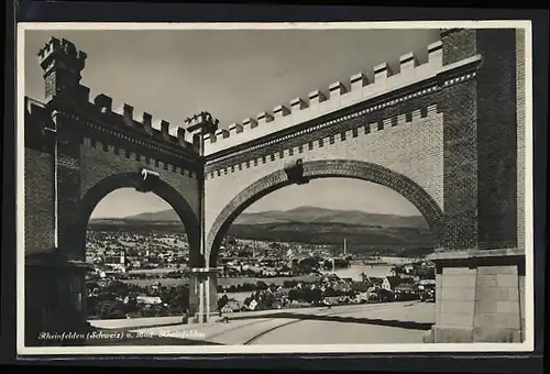 AK Bad Rheinfelden, Ortsansicht und Rheinfelden (Schweiz), Tormauer mit Zinnen