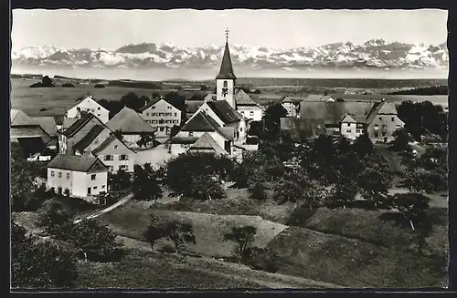 AK Birkendorf /Schwarzw., Ortsansicht mit Alpenpanorama