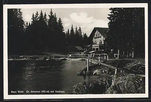AK Arber, Grosser Arbersee mit Gasthof Seehaus