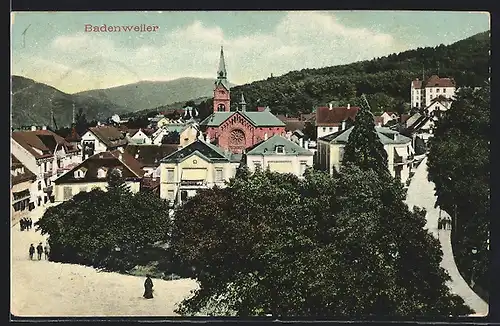 AK Badenweiler, Teilansicht aus der Vogelschau