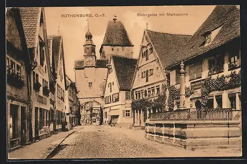 AK Rothenburg o. Tbr., Rödergasse mit Markusturm