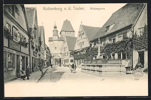 AK Rothenburg o. Tauber, Stadttor am Ende der Rödergasse
