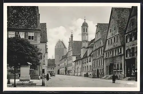 AK Dinkelsbühl, Strasse zum Stadtturm hin