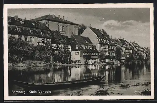 AK Bamberg, Häuserzeile am Ufer in Klein-Venedig