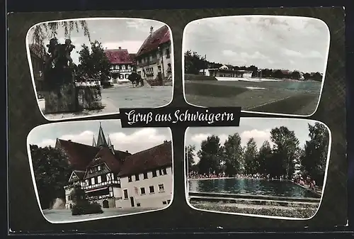 AK Schwaigern, im Freibad, auf dem Stadtplatz