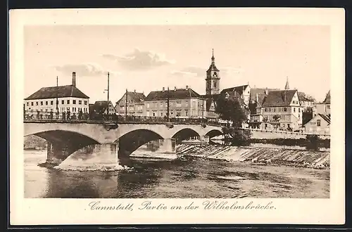 Präge-AK Cannstatt, Partie an der Wilhelmsbrücke