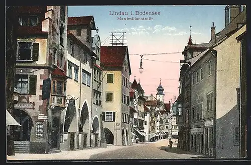 AK Lindau i. Bodensee, Partie an der Maximilianstrasse