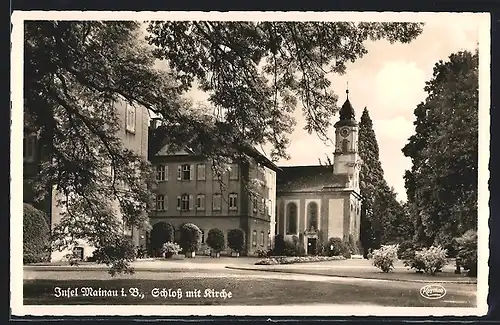 AK Insel Mainau i. B., Schloss mit Kirche