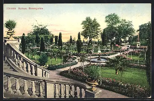 AK Mainau, Rosengarten mit Brunnen