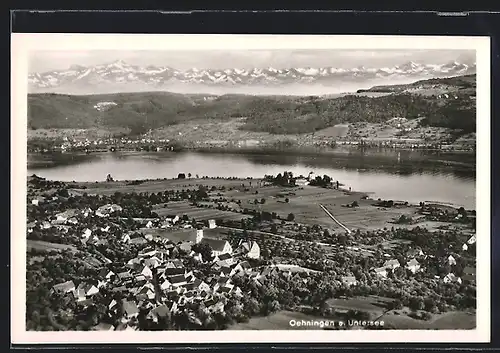 AK Oehningen a. Untersee, Ortsansicht mit See, Fliegeraufnahme