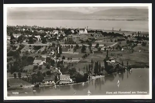 AK Horn am Untersee, Ort mit Hornstaad aus der Vogelschau