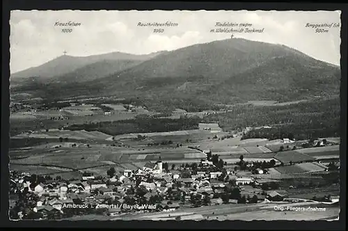 AK Arnbruck i. Zellertal, Gesamtansicht gegen Kreuzfelsen
