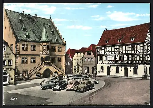AK Volkach am Main, Rathaus mit Gasthaus Mainbrücke