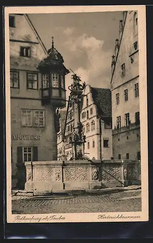 AK Rothenburg ob. Tauber, Am Herterichbrunnen