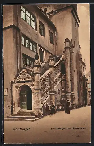 AK Nördlingen, Freitreppe des Rathauses