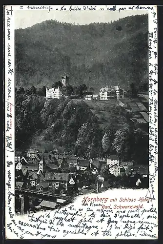 AK Hornberg /bad. Schwarzwald, Blick auf das Schloss Hotel