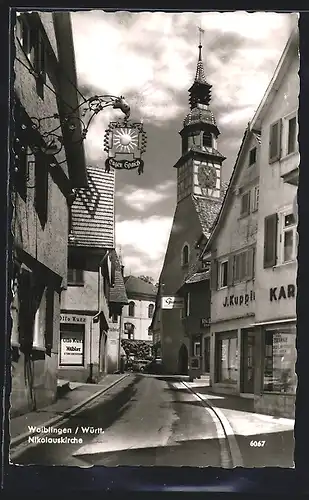 AK Waiblingen /Württ., An der Nikolauskirche