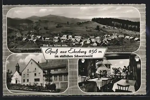 AK Ehrsberg, Blick zur hohen Möhr u. Gasthaus zur Tanne, Aussenansicht u. Inneres, Bes. J. Kiefer