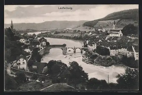 AK Laufenburg, Teilansicht am Rhein mit Brücke
