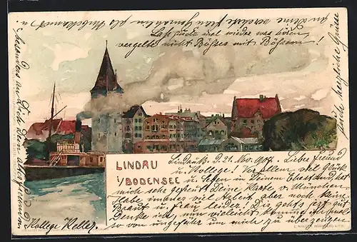 Künstler-AK Fritz Voellmy: Lindau i. Bodensee, Ortsansicht