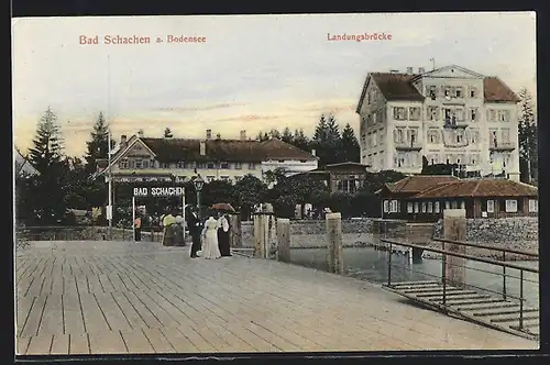 AK Bad Schachen a. Bodensee, Partie auf der Landungsbrücke