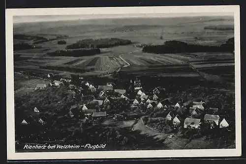 AK Rienharz bei Welzheim, Gesamtansicht mit Feldern vom Flugzeug aus