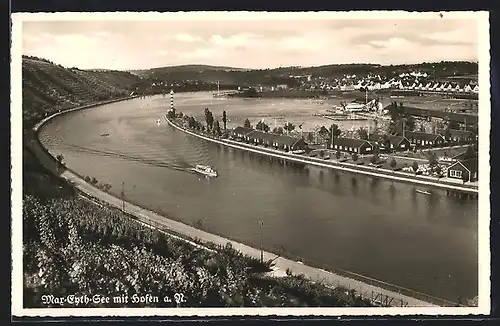 AK Stuttgart-Hofen, Gasthaus am Mar-Enth-See aus der Vogelschau