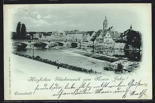 AK Cannstatt, Ortsansicht über den Fluss