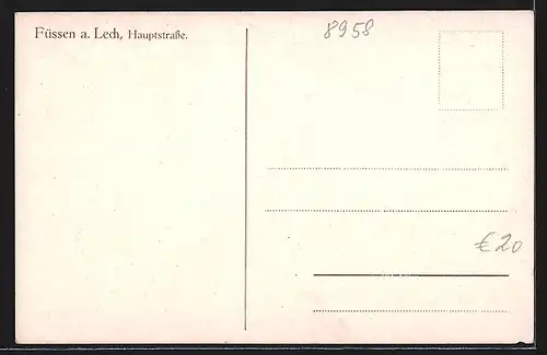 Künstler-AK Füssen / Lech, Hauptstrasse mit Hotel Neue Post