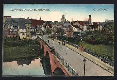 AK Crailsheim, Jagstbrücke und Blick auf den Ort