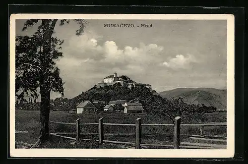 AK Mukacevo, Ortsansicht mit Burg