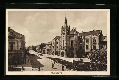 AK Mukacevo, Strassenpartie aus der Vogelschau