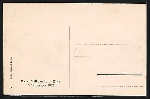 AK Zürich, Kaiser Wilhelm II. in der Stadt 1912