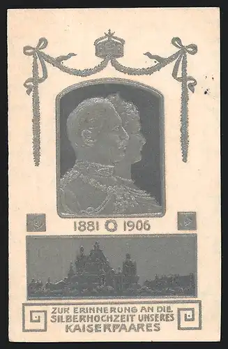 AK Berlin, Silberhochzeit des Kaiserpaares 1906, Portrait, Berliner Dom