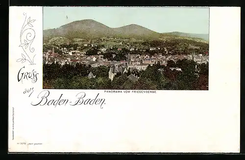 AK Baden-Baden, Panorama vom Friesenberge aus