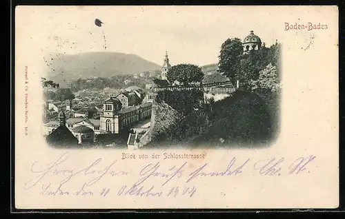 AK Baden-Baden, Blick von der Schlossterrasse