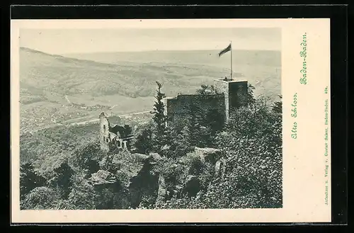 AK Baden-Baden, am alten Schloss, Talpanorama