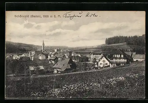 AK Schönwald in Baden, Gesamtansicht mit der Kirche