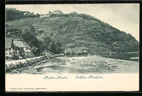 AK Baden-Baden, Blick hinauf zum Schloss Eberstein