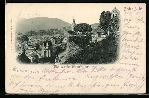 AK Baden-Baden, Blick von der Schlossterrasse
