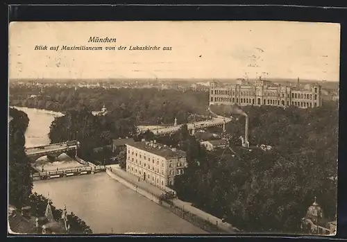 AK München, Blick auf Maximilianeum von der Lukaskirche aus