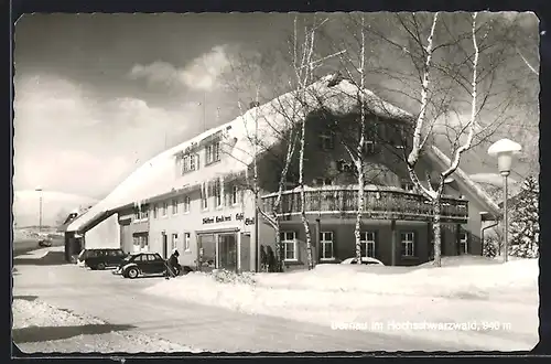 AK Bernau, Cafe Stoll im Schnee beim Hans-Thoma-Museum