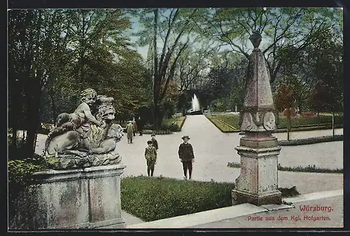 AK Würzburg, Partie aus dem Kgl. Hofgarten