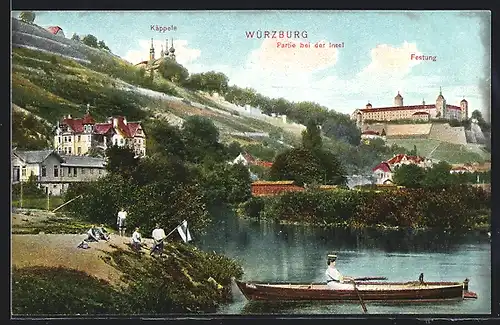 AK Würzburg, Insel, Käppele und Festung
